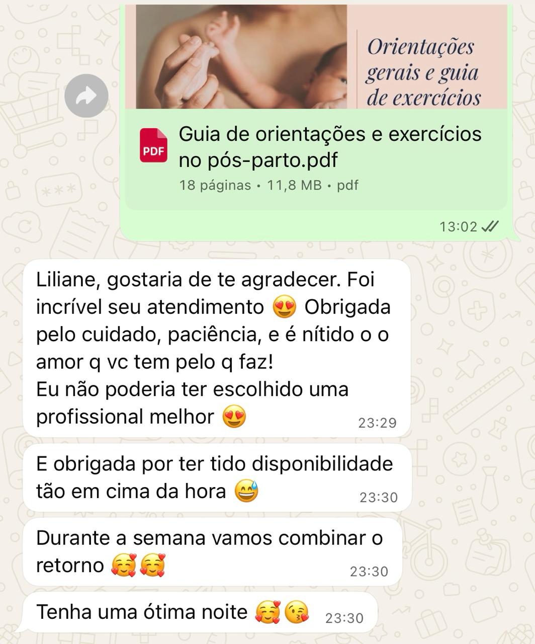 Depoimento de paciente via WhatsApp